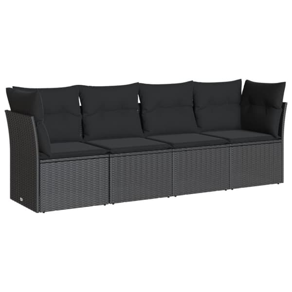 vidaXL sofasæt til haven 4 dele med hynder polyrattan sort