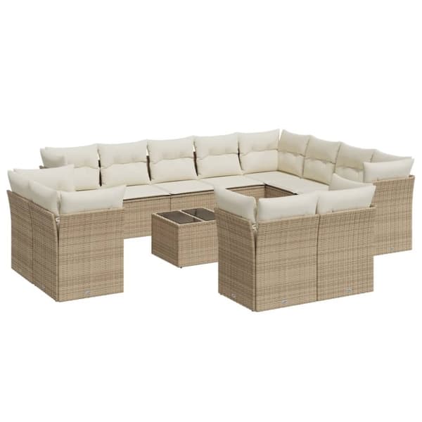 vidaXL sofasæt til haven 13 dele med hynder polyrattan beige