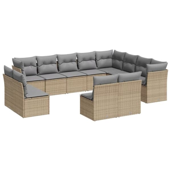 vidaXL sofasæt til haven 12 dele med hynder polyrattan beige