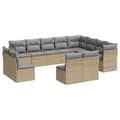 Miniatyrbillede 1 af 3: vidaXL sofasæt til haven 12 dele med hynder polyrattan beige