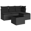 Miniatyrbillede 1 af 4: vidaXL sofasæt til haven 5 dele med hynder polyrattan sort