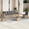 Miniatyrbillede 3 af 3: vidaXL sofasæt til haven 7 dele med hynder polyrattan beige