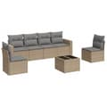 Miniatyrbillede 1 af 3: vidaXL sofasæt til haven 7 dele med hynder polyrattan beige