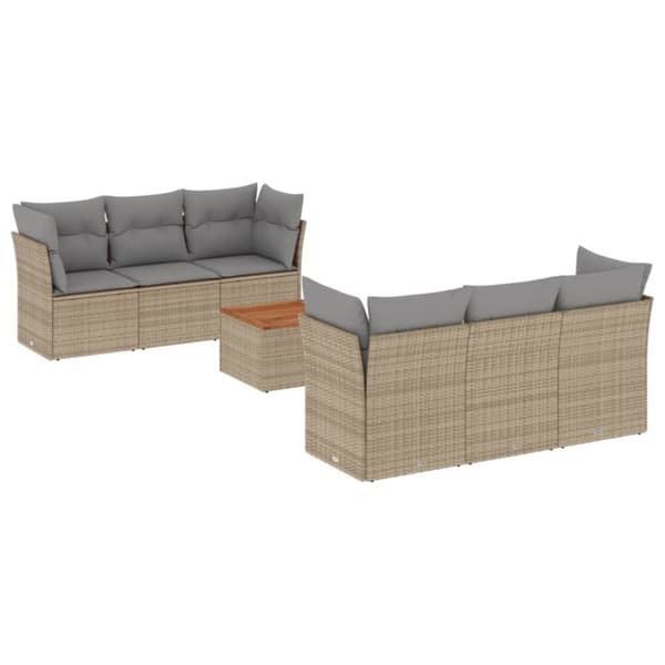 vidaXL sofasæt til haven 7 dele med hynder polyrattan beige