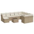 Miniatyrbillede 1 af 3: vidaXL sofasæt til haven 11 dele med hynder polyrattan beige