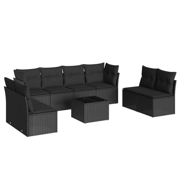 vidaXL sofasæt til haven 9 dele med hynder polyrattan sort