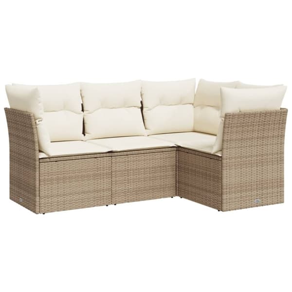 vidaXL sofasæt til haven 4 dele med hynder polyrattan beige