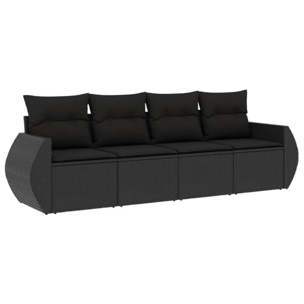 vidaXL sofasæt til haven 4 dele med hynder polyrattan sort