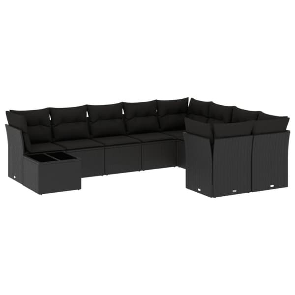 vidaXL sofasæt til haven 10 dele med hynder polyrattan sort