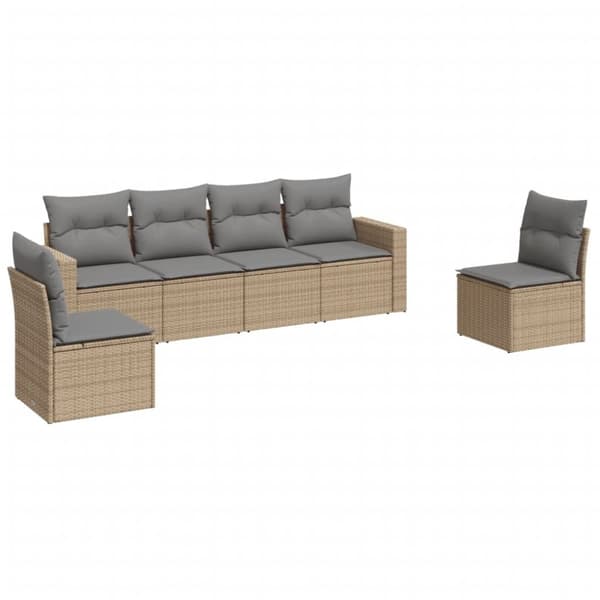vidaXL sofasæt til haven 6 dele med hynder polyrattan beige