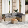 Miniatyrbillede 3 af 3: vidaXL sofasæt til haven 7 dele med hynder polyrattan beige