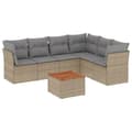 Miniatyrbillede 1 af 3: vidaXL sofasæt til haven 7 dele med hynder polyrattan beige