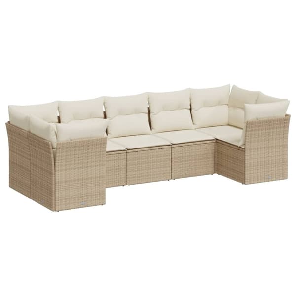 vidaXL sofasæt til haven 7 dele med hynder polyrattan beige