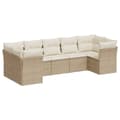 Miniatyrbillede 1 af 3: vidaXL sofasæt til haven 7 dele med hynder polyrattan beige