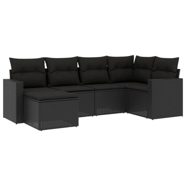 vidaXL Loungegrupp med dynor 6 delar svart konstrotting
