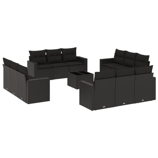 vidaXL sofasæt til haven 13 dele med hynder polyrattan sort