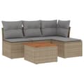 Miniatyrbillede 1 af 3: vidaXL sofasæt til haven 5 dele med hynder polyrattan beige