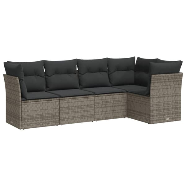vidaXL sofasæt 5 dele med hynder polyrattan grå