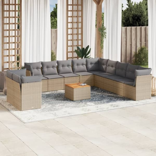 vidaXL sofasæt til haven 12 dele med hynder polyrattan beige