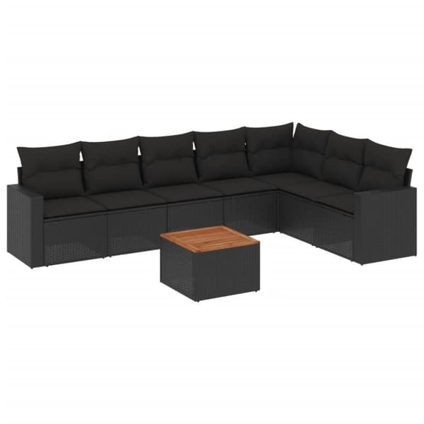 vidaXL sofasæt til haven 8 dele med hynder polyrattan sort