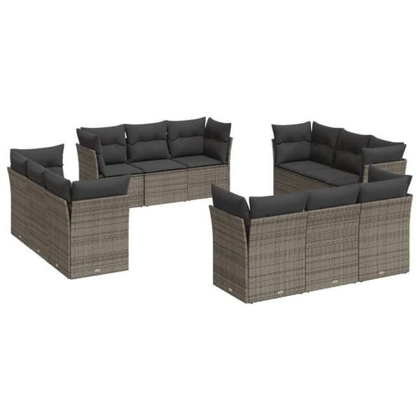 vidaXL sofasæt til haven 12 dele med hynder polyrattan grå