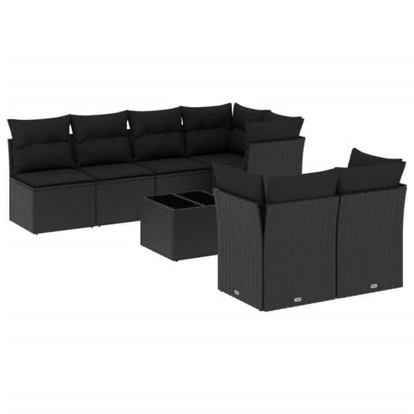 vidaXL sofasæt til haven 8 dele med hynder polyrattan sort