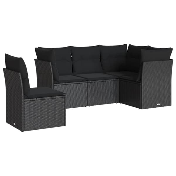 vidaXL sofasæt til haven 5 dele med hynder polyrattan sort