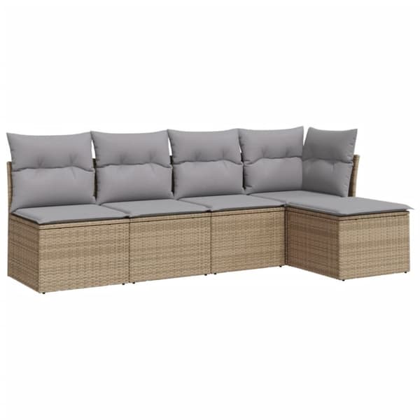 vidaXL sofasæt til haven 5 dele med hynder polyrattan beige