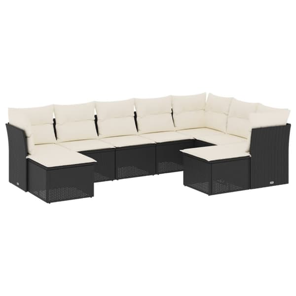 vidaXL sofasæt til haven 9 dele med hynder polyrattan sort
