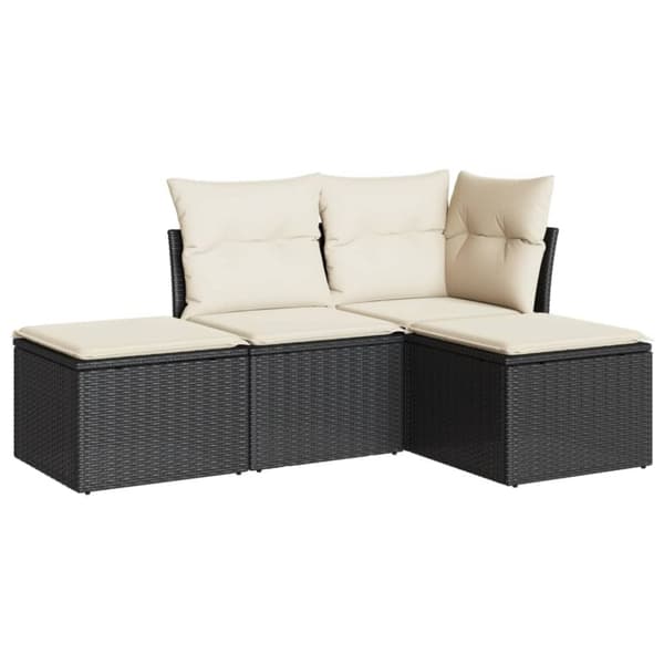 vidaXL sofasæt til haven 4 dele med hynder polyrattan sort