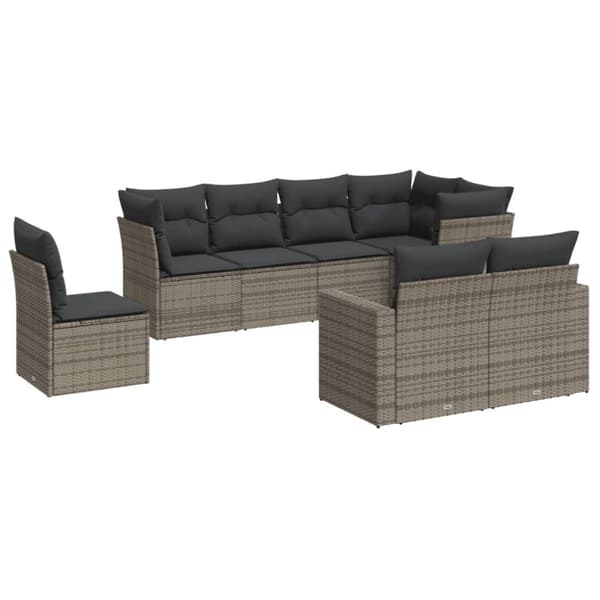vidaXL sofasæt til haven 8 dele med hynder polyrattan grå