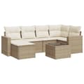 Miniatyrbillede 1 af 3: vidaXL sofasæt til haven 7 dele med hynder polyrattan beige