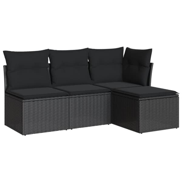 vidaXL sofasæt til haven 4 dele med hynder polyrattan sort