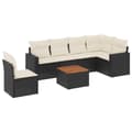 Miniatyrbillede 1 af 3: vidaXL sofasæt til haven 7 dele med hynder polyrattan sort