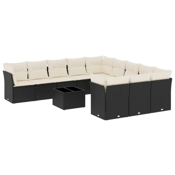 vidaXL sofasæt til haven 12 dele med hynder polyrattan sort
