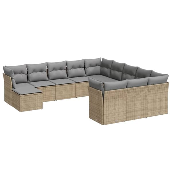 vidaXL sofasæt til haven 12 dele med hynder polyrattan beige
