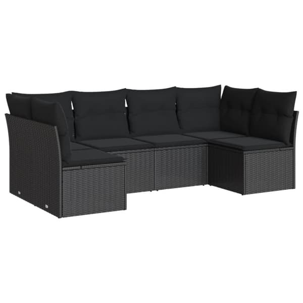 vidaXL sofasæt til haven 6 dele med hynder polyrattan sort