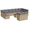 Miniatyrbillede 1 af 3: vidaXL sofasæt til haven 13 dele med hynder polyrattan beige