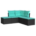 Miniatyrbillede 1 af 3: vidaXL sofasæt til haven 5 dele med hynder polyrattan sort