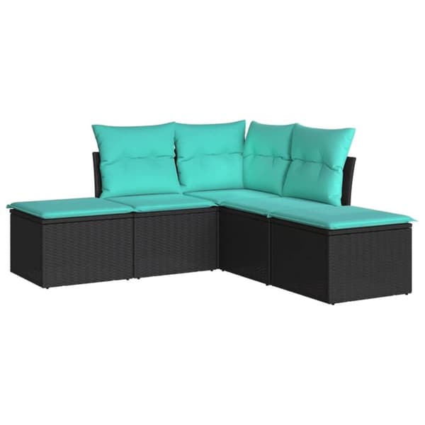 vidaXL sofasæt til haven 5 dele med hynder polyrattan sort