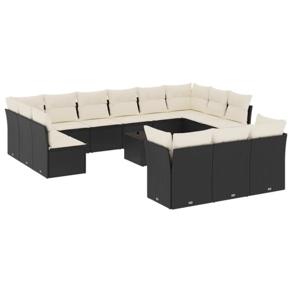 vidaXL sofasæt til haven 14 dele med hynder polyrattan sort