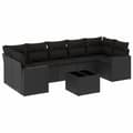 Miniatyrbillede 1 af 3: vidaXL sofasæt til haven 8 dele med hynder polyrattan sort