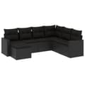 Miniatyrbillede 1 af 3: vidaXL sofasæt til haven 7 dele med hynder polyrattan sort