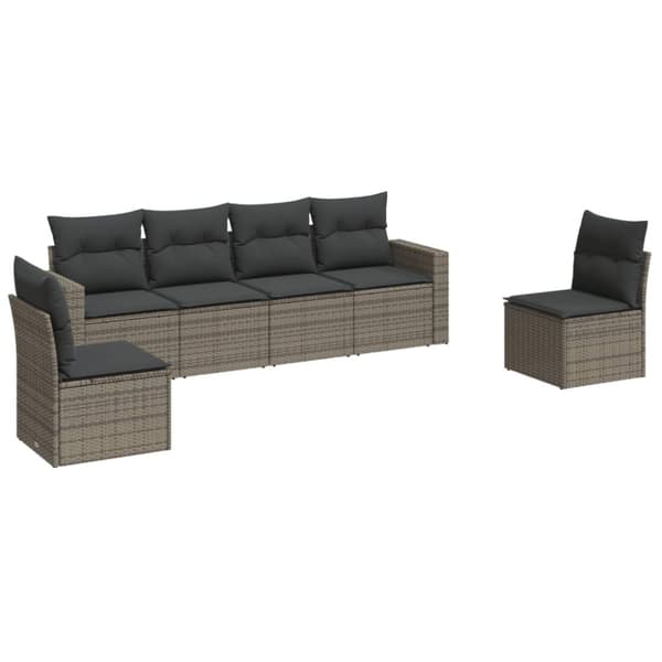 vidaXL sofasæt til haven 6 dele med hynder polyrattan grå