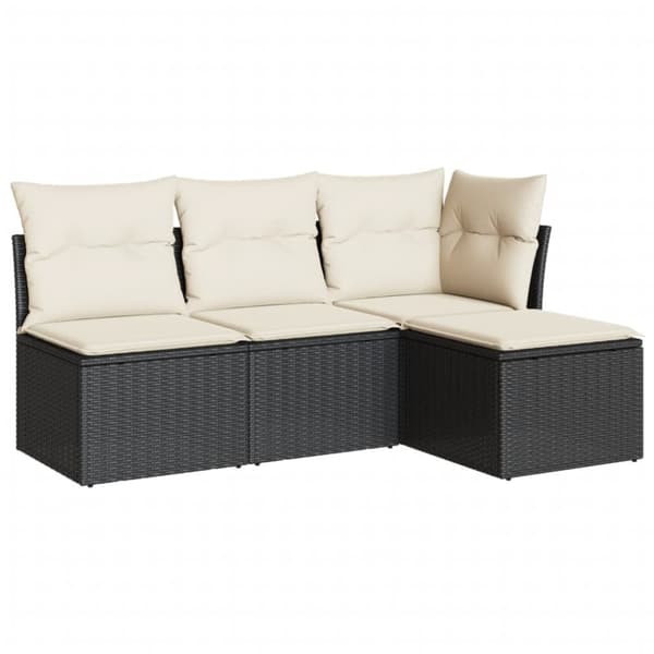 vidaXL sofasæt til haven 4 dele med hynder polyrattan sort