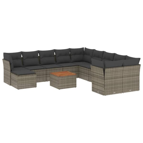 vidaXL sofasæt til haven 12 dele med hynder polyrattan grå