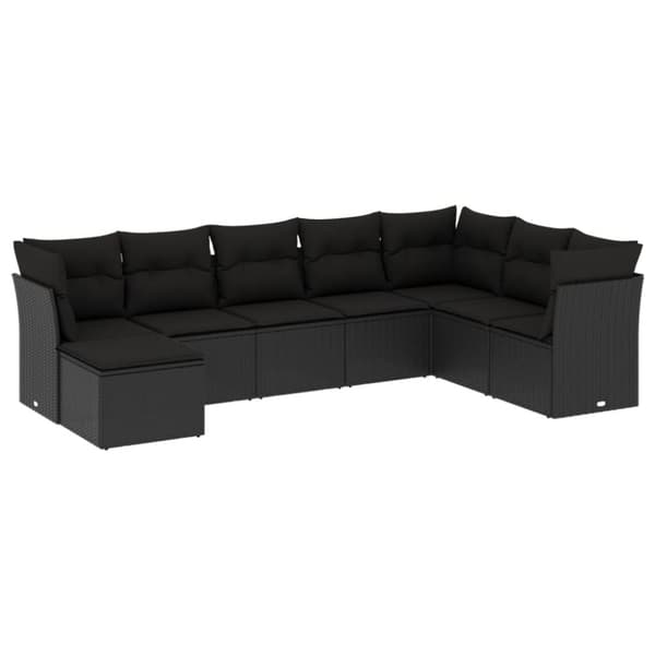 vidaXL sofasæt til haven 8 dele med hynder polyrattan sort