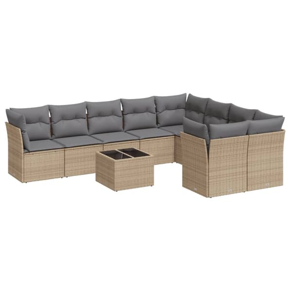 vidaXL sofasæt til haven 10 dele med hynder polyrattan beige