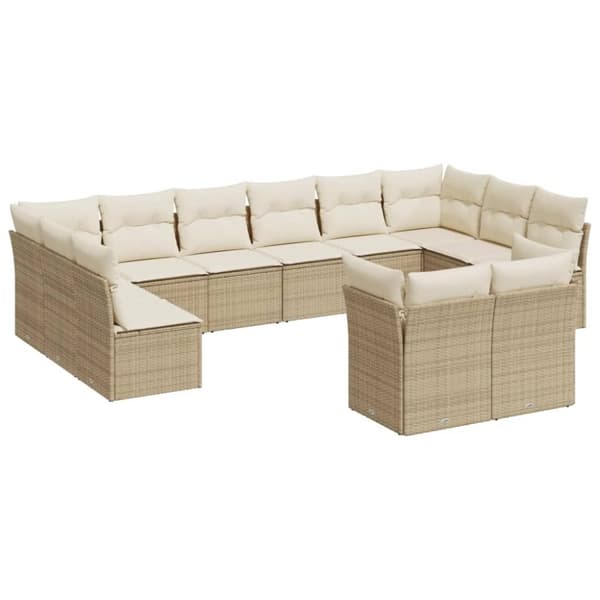 vidaXL sofasæt til haven 12 dele med hynder polyrattan beige