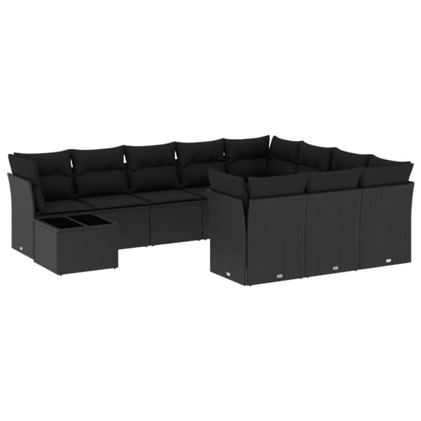 vidaXL sofasæt til haven 11 dele med hynder polyrattan sort